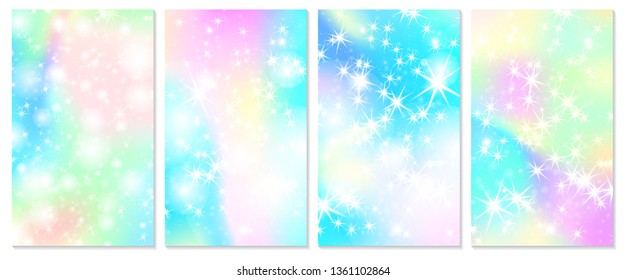 Unicorn rainbow. Mermaid background. Fantasy galaxy. Unicorn stars. Vector illustration.