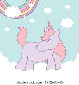 Unicorn Rainbow Over Sky Stock Vector (Royalty Free) 1932638765 ...