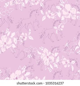 Unicorn and rainbow seamless pattern