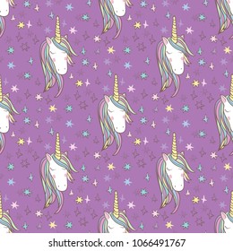 Unicorn Rainbow seamless pattern - girls scrapbook paper. Perfect for wrapping presents, scrapbook pages, cards, party decorations, book journal cover, product design, apparel, planners, invitations