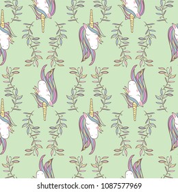 Unicorn Rainbow seamless pattern - girls scrapbook paper. Perfect for wrapping presents, scrapbook pages, cards, party decorations, book/journal cover, product design, apparel, planners, invitations