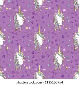Unicorn Rainbow seamless pattern - girls scrapbook paper. Perfect for wrapping presents, scrapbook pages, cards, party decorations, book/journal cover, product design, apparel, planners, invitations