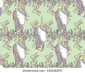 Unicorn Rainbow seamless pattern - girls scrapbook paper. Perfect for wrapping presents, scrapbook pages, cards, party decorations, book/journal cover, product design, apparel, planners, invitations