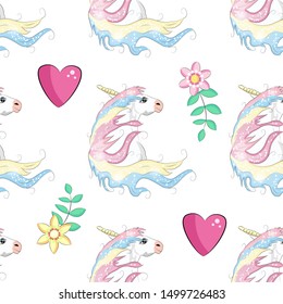 Unicorn Rainbow seamless pattern - girls scrapbook paper. presents, scrapbook pages, cards, party decorations, book, product design, apparel, planners, invitations