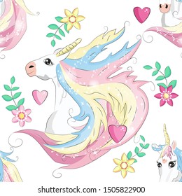 Unicorn Rainbow seamless pattern - girls scrapbook paper. presents, scrapbook pages, cards, party decorations, book, product design, apparel, planners, invitations