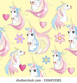 Unicorn Rainbow seamless pattern - girls scrapbook paper. presents, scrapbook pages, cards, party decorations, book, product design, apparel, planners, invitations