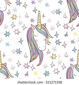 Unicorn Rainbow seamless pattern - girls scrapbook paper. Perfect for wrapping presents, scrapbook pages, cards, party decorations, book/journal cover, product design, apparel, planners, invitations