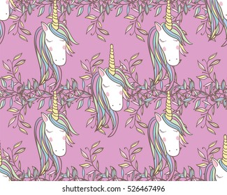 Unicorn Rainbow seamless pattern - girls scrapbook paper. Perfect for wrapping presents, scrapbook pages, cards, party decorations, book/journal cover, product design, apparel, planners, invitations