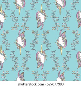 Unicorn Rainbow seamless pattern - girls scrapbook paper. Perfect for wrapping presents, scrapbook pages, cards, party decorations, book/journal cover, product design, apparel, planners, invitations