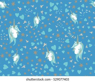 Unicorn Rainbow seamless pattern - girls scrapbook paper. Perfect for wrapping presents, scrapbook pages, cards, party decorations, book/journal cover, product design, apparel, planners, invitations