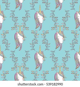 Unicorn Rainbow seamless pattern - girls scrapbook paper. Perfect for wrapping presents, scrapbook pages, cards, party decorations, book/journal cover, product design, apparel, planners, invitations