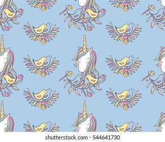 Unicorn Rainbow seamless pattern - girls scrapbook paper. Perfect for wrapping presents, scrapbook pages, cards, party decorations, book/journal cover, product design, apparel, planners, invitations
