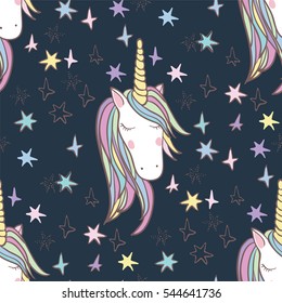 Unicorn Rainbow seamless pattern - girls scrapbook paper. Perfect for wrapping presents, scrapbook pages, cards, party decorations, book/journal cover, product design, apparel, planners, invitations