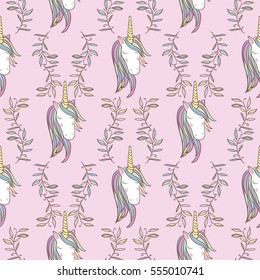Unicorn Rainbow seamless pattern - girls scrapbook paper. Perfect for wrapping presents, scrapbook pages, cards, party decorations, book/journal cover, product design, apparel, planners, invitations