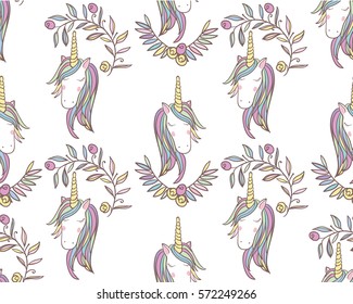 Unicorn Rainbow seamless pattern - girls scrapbook paper. 