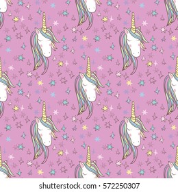 Unicorn Rainbow seamless pattern - girls scrapbook paper. 