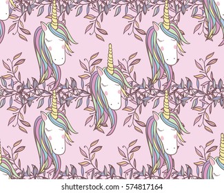 Unicorn Rainbow seamless pattern - girls scrapbook paper. Perfect for wrapping presents, scrapbook pages, cards, party decorations, book/journal cover, product design, apparel, planners, invitations