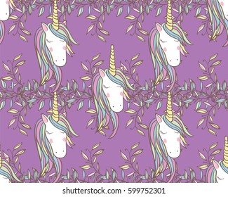 Unicorn Rainbow seamless pattern - girls scrapbook paper. Perfect for wrapping presents, scrapbook pages, cards, party decorations, book/journal cover, product design, apparel, planners, invitations