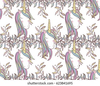 Unicorn Rainbow seamless pattern - girls scrapbook paper. Perfect for wrapping presents, scrapbook pages, cards, party decorations, book/journal cover, product design, apparel, planners, invitations