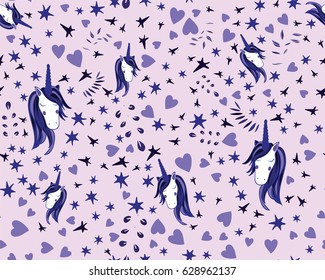 Unicorn Rainbow seamless pattern - girls scrapbook paper. Perfect for wrapping presents, scrapbook pages, cards, party decorations, book/journal cover, product design, apparel, planners, invitations