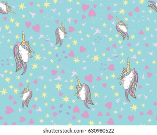 Unicorn Rainbow seamless pattern - girls scrapbook paper. Perfect for wrapping presents, scrapbook pages, cards, party decorations, book/journal cover, product design, apparel, planners, invitations