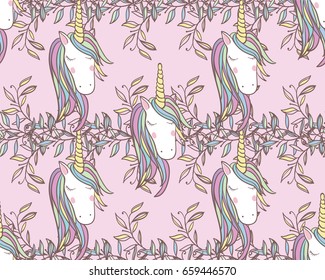 Unicorn Rainbow seamless pattern - girls scrapbook paper. Perfect for wrapping presents, scrapbook pages, cards, party decorations, book/journal cover, product design, apparel, planners, invitations