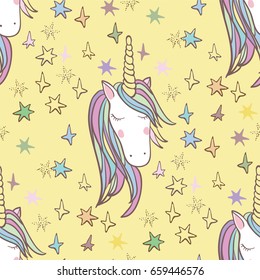 Unicorn Rainbow seamless pattern - girls scrapbook paper. Perfect for wrapping presents, scrapbook pages, cards, party decorations, book/journal cover, product design, apparel, planners, invitations