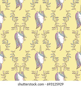 Unicorn Rainbow seamless pattern - girls scrapbook paper. Perfect for wrapping presents, scrapbook pages, cards, party decorations, book/journal cover, product design, apparel, planners, invitations
