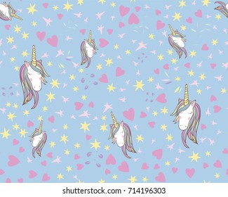 Unicorn Rainbow seamless pattern - girls scrapbook paper. Perfect for wrapping presents, scrapbook pages, cards, party decorations, book/journal cover, product design, apparel, planners, invitations