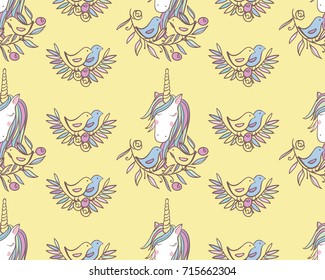 Unicorn Rainbow seamless pattern - girls scrapbook paper. Perfect for wrapping presents, scrapbook pages, cards, party decorations, book/journal cover, product design, apparel, planners, invitations