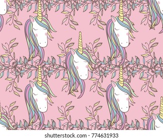 Unicorn Rainbow seamless pattern - girls scrapbook paper. Perfect for wrapping presents, scrapbook pages, cards, party decorations, book/journal cover, product design, apparel, planners, invitations