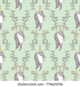 Unicorn Rainbow seamless pattern - girls scrapbook paper. Perfect for wrapping presents, scrapbook pages, cards, party decorations, book/journal cover, product design, apparel, planners, invitations