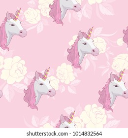 Unicorn and rainbow seamless pattern isolated on white background
