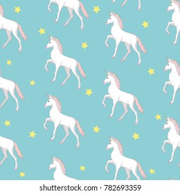 Unicorn and rainbow seamless pattern isolated on white background