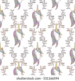 Unicorn Rainbow seamless pattern -  scrapbook paper. Perfect for wrapping presents, cards, party decorations, book journal cover, product design, apparel, planners, invitations