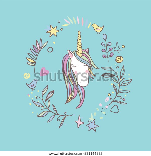 Unicorn Rainbow Seamless Pattern Scrapbook Paper Stock Vector