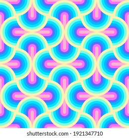 Unicorn rainbow stripes pattern. Neon pastel rainbow illustration. Seamless vector background. Mermaid scales pattern. Abstract geometric wave background.