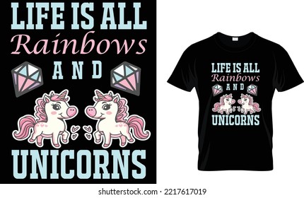 unicorn and rainbow t shirt design Template 