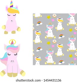 unicorn rainbow  texture flat illustration background pattern