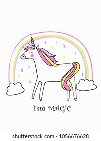 unicorn rainbow vector illustration