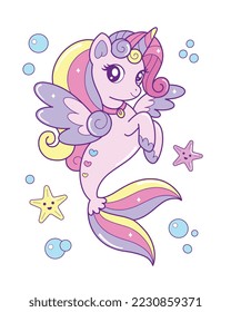 Unicorn with rainbow vector illustration