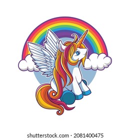 unicorn and rainbow vector illustration design