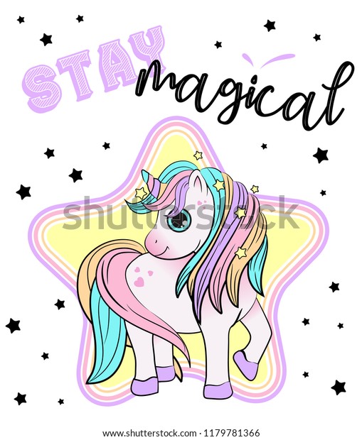 Unicorn Rainbow Vector Motivation Card Stars Stock Vector (Royalty Free ...