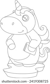 Unicorn Reading Book Animal Vektorgrafik Illustration