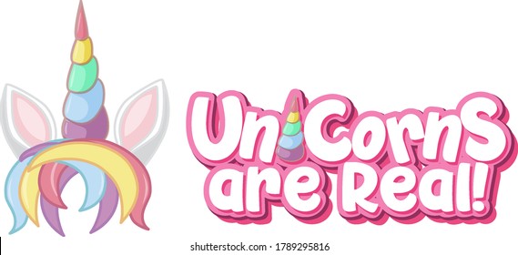 Unicorn are real logo in pastel color with cute unicorn illustration