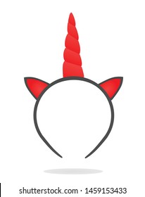 Unicorn red ears and horn mask. vector illustration