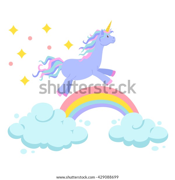 Unicorn Ride On Rainbow Clouds Magic Stock Vector (Royalty Free ...