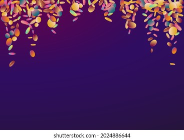 Unicorn Round Carnaval Purple Background. Gradient Christmas Splash Banner. Celebration Backdrop. Multicolored Vector Texture.