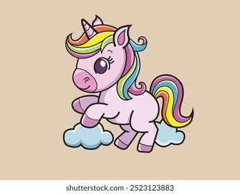 a unicorn running in the clouds