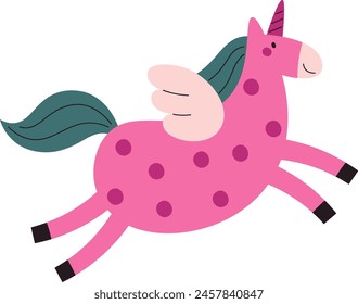 Unicorn Running Magical Animal Vector Illustration